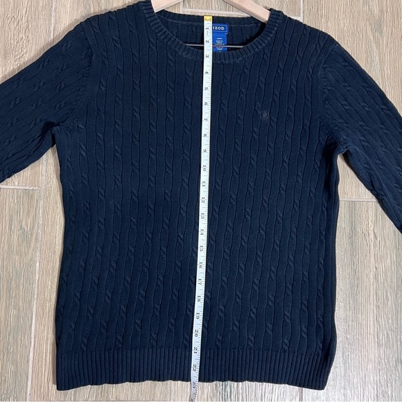 Vintage Izod Sweater Cable Knit 80’s 90’s Y2K Preppy Navy Blue Knit Grandpa Core - Picture 9 of 12